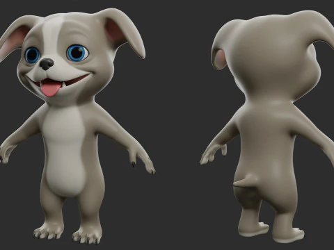 Cartoon Dog Pack - Topology UV map 3D Model