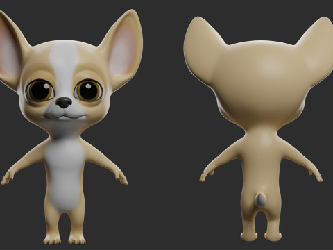Cartoon Dog Pack - Topology UV map 3D Модель