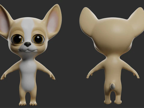Cartoon Dog Pack - Topology UV map 3D Model