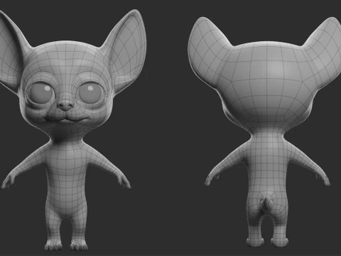 Cartoon Dog Pack - Topology UV map 3D Model