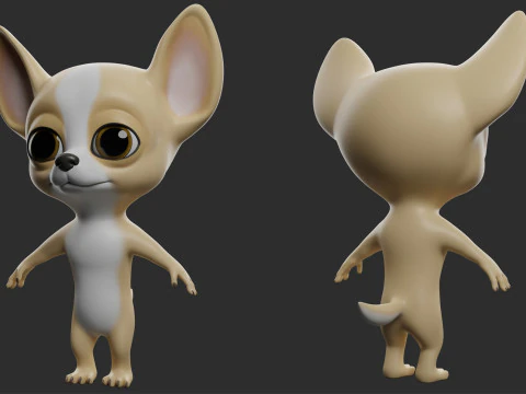 Cartoon Dog Pack - Topology UV map 3D Model