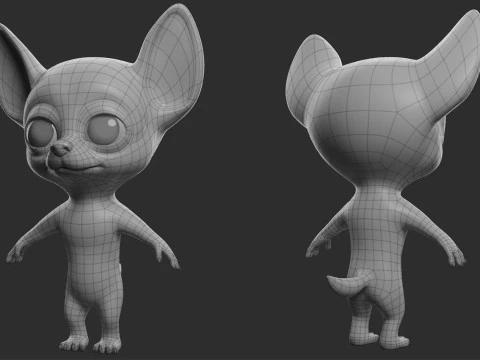 Cartoon Dog Pack - Topology UV map 3D Model