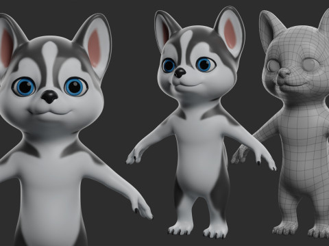 Cartoon Dog Pack - Topology UV map 3D Модель