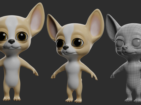 Cartoon Dog Pack - Topology UV map 3D Модель