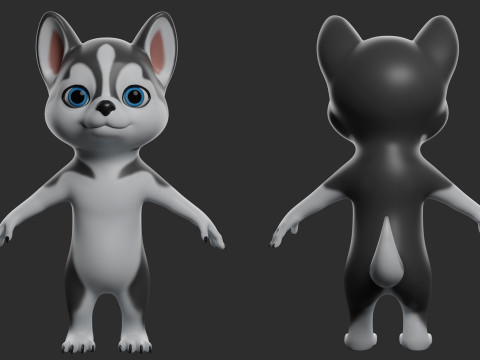 Cartoon Dog Pack - Topology UV map 3D Модель