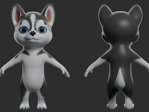 Cartoon Dog Pack - Topology UV map 3D Model