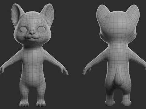 Cartoon Dog Pack - Topology UV map 3D Model