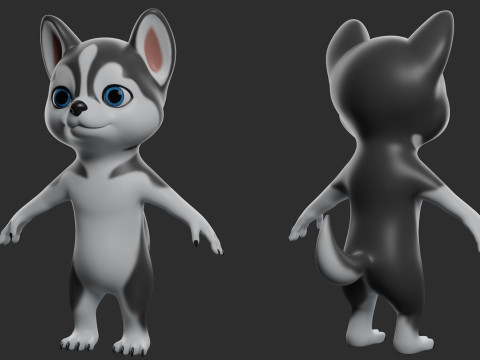Cartoon Dog Pack - Topology UV map 3D Модель