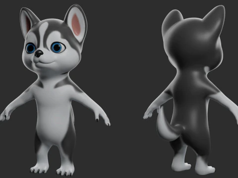 Cartoon Dog Pack - Topology UV map 3D Model