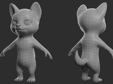 Cartoon Dog Pack - Topology UV map 3D Model