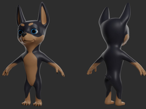Cartoon Dog Pack - Topology UV map 3D Модель