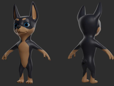 Cartoon Dog Pack - Topology UV map 3D Model