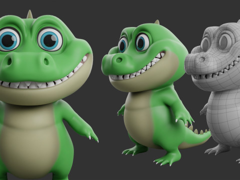 10 Wild Animals Cartoon - Topology Uv Map 3D Modell