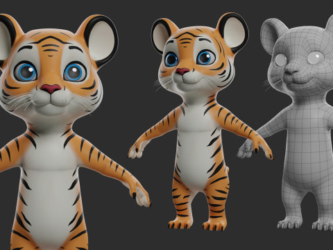 10 Wild Animals Cartoon - Topology Uv Map 3D Modell