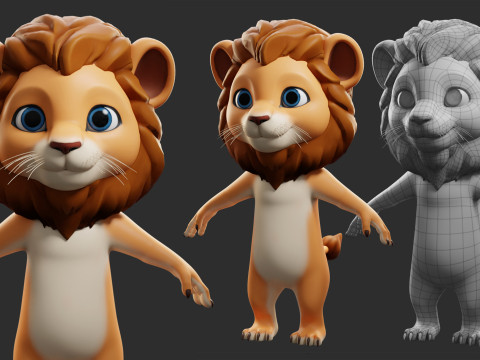 10 Wild Animals Cartoon - Topology Uv Map 3D Modell