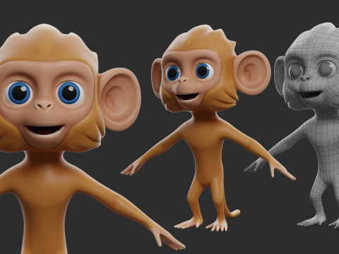 10 Wild Animals Cartoon - Topology Uv Map 3D Modell
