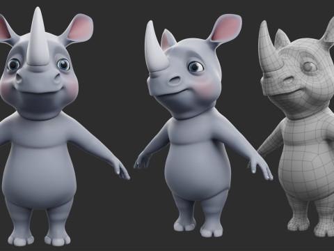 10 Wild Animals Cartoon - Topology Uv Map 3D Modell