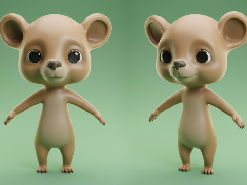 10 Wild Animals Cartoon - Topology Uv Map 3D Modell