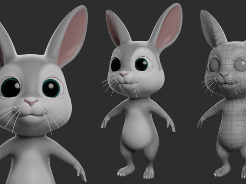 9 Domestic Animals Cartoon - Topology Uv Map 3D Modell
