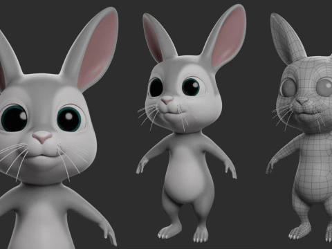9 Domestic Animals Cartoon - Topology Uv Map 3D Model