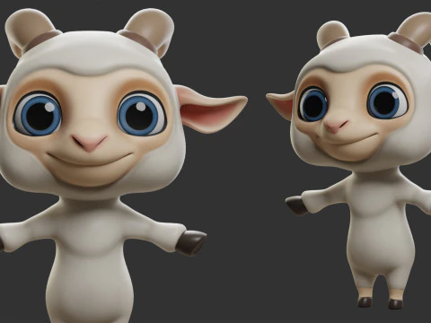 9 Domestic Animals Cartoon - Topology Uv Map 3D Model