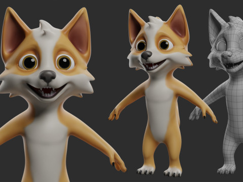 9 Domestic Animals Cartoon - Topology Uv Map 3D Modell