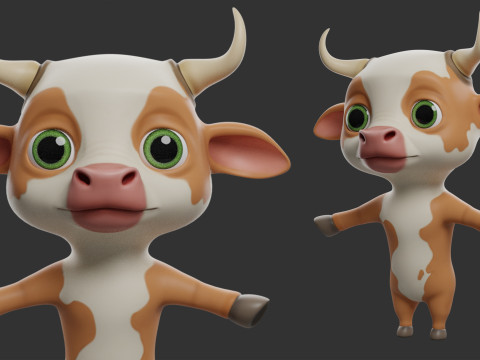 9 Domestic Animals Cartoon - Topology Uv Map 3D Modell