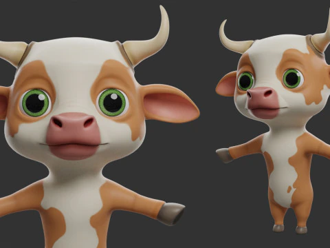 9 Domestic Animals Cartoon - Topology Uv Map 3D Model