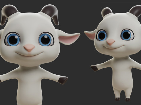 9 Domestic Animals Cartoon - Topology Uv Map 3D Modell