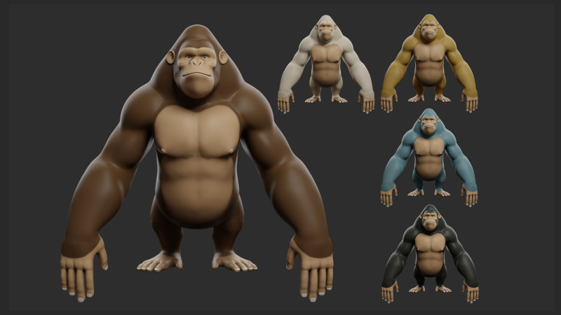 Gorilla - Stylized - Cartoon 3D Model .c4d .max .obj .3ds .fbx .stl .blend 