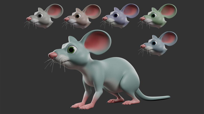 Mouse - Stylized - Cartoon 3D Model .c4d .max .obj .3ds .fbx .stl .blend