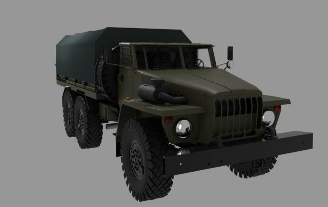 Truck military vehicle URAL 3D Model .c4d .max .obj .3ds .fbx .stl .blend 