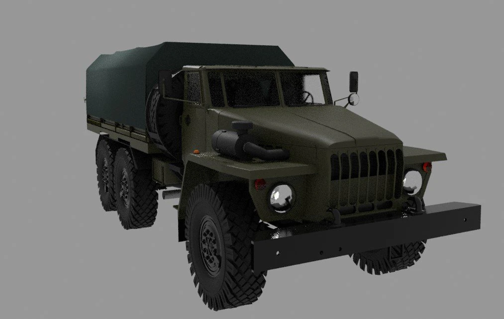 Truck military vehicle URAL 3D Model .c4d .max .obj .3ds .fbx .stl .blend 