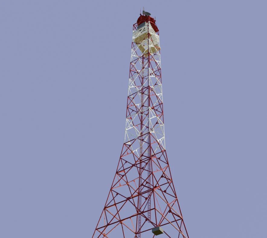 Television tower 3D Model .c4d .max .obj .3ds .fbx .stl .blend