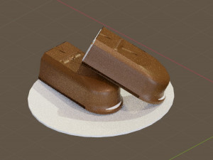 Chocolate bar on a plate 3D Model