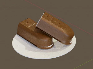 Barra de chocolate en un plato Modelo 3D
