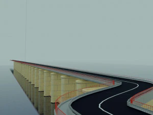 A road section with a sidewalk 3D Model