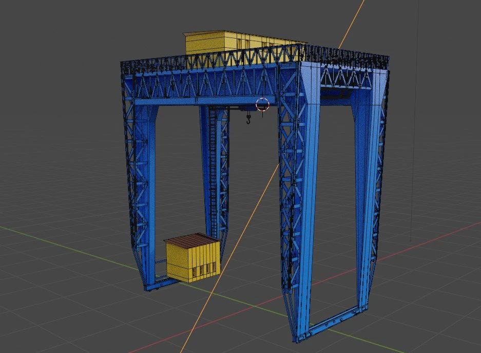 Factory lifting crane 3D Model .c4d .max .obj .3ds .fbx .stl .blend