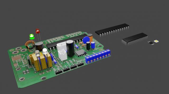Electronic board Model 3D .c4d .max .obj .3ds .fbx .stl .blend 