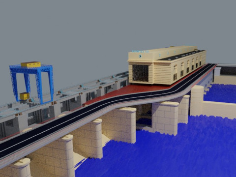 Kakhovsika hydro power plant 3D Model