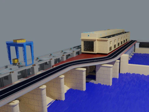 Centrale hydro&eacute;lectrique de Kakhovsika Modèle 3D