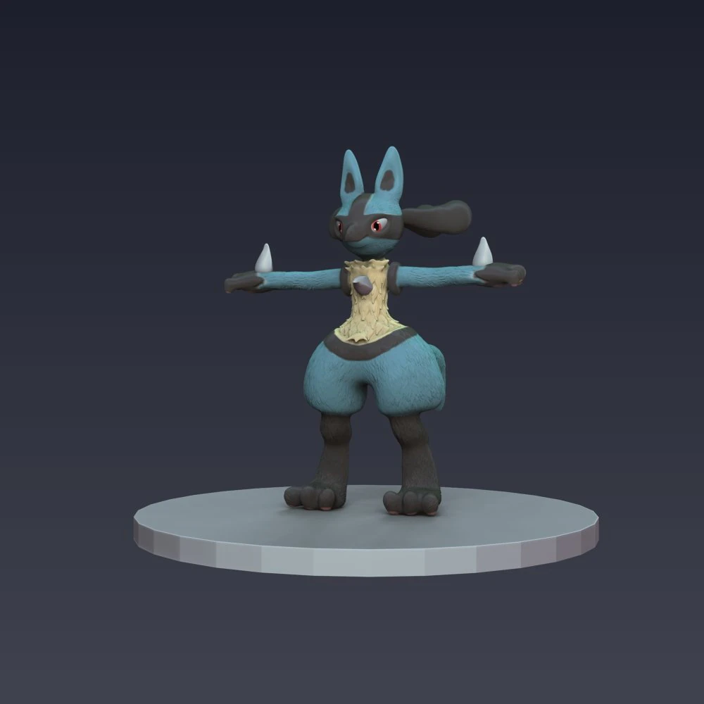 Lucario Pokmon Fan art 3D Print Model .c4d .max .obj .3ds .fbx .stl .blend 