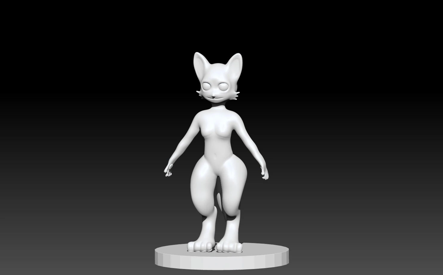 Cat Anthro Base Model 3D Print Model .c4d .max .obj .3ds .fbx .stl .blend 