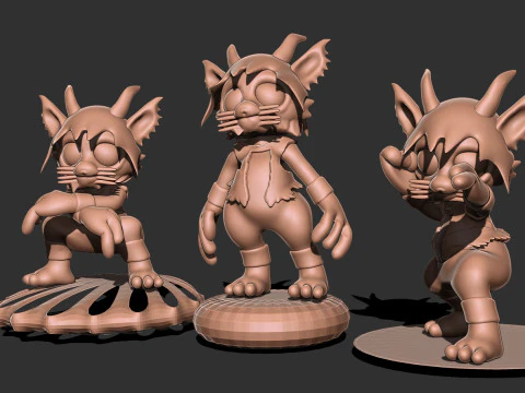 猫人战斗 3D 打印模型