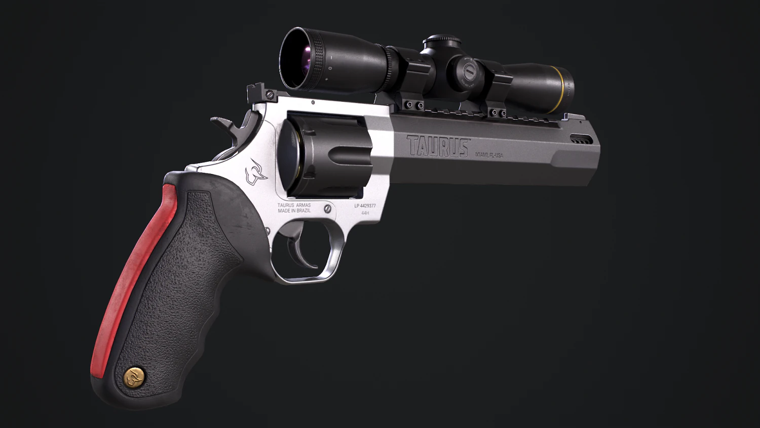 Taurus Raging Hunter 44 Magnum 3D Model .c4d .max .obj .3ds .fbx .stl .blend 