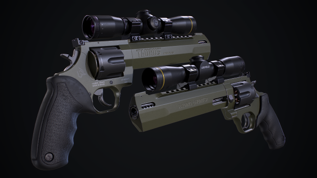 Taurus Raging Hunter 44 Magnum - Army Green Modelo 3D .c4d .max .obj .3ds .fbx .stl .blend 