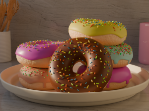 Donuts and cup 3D Model