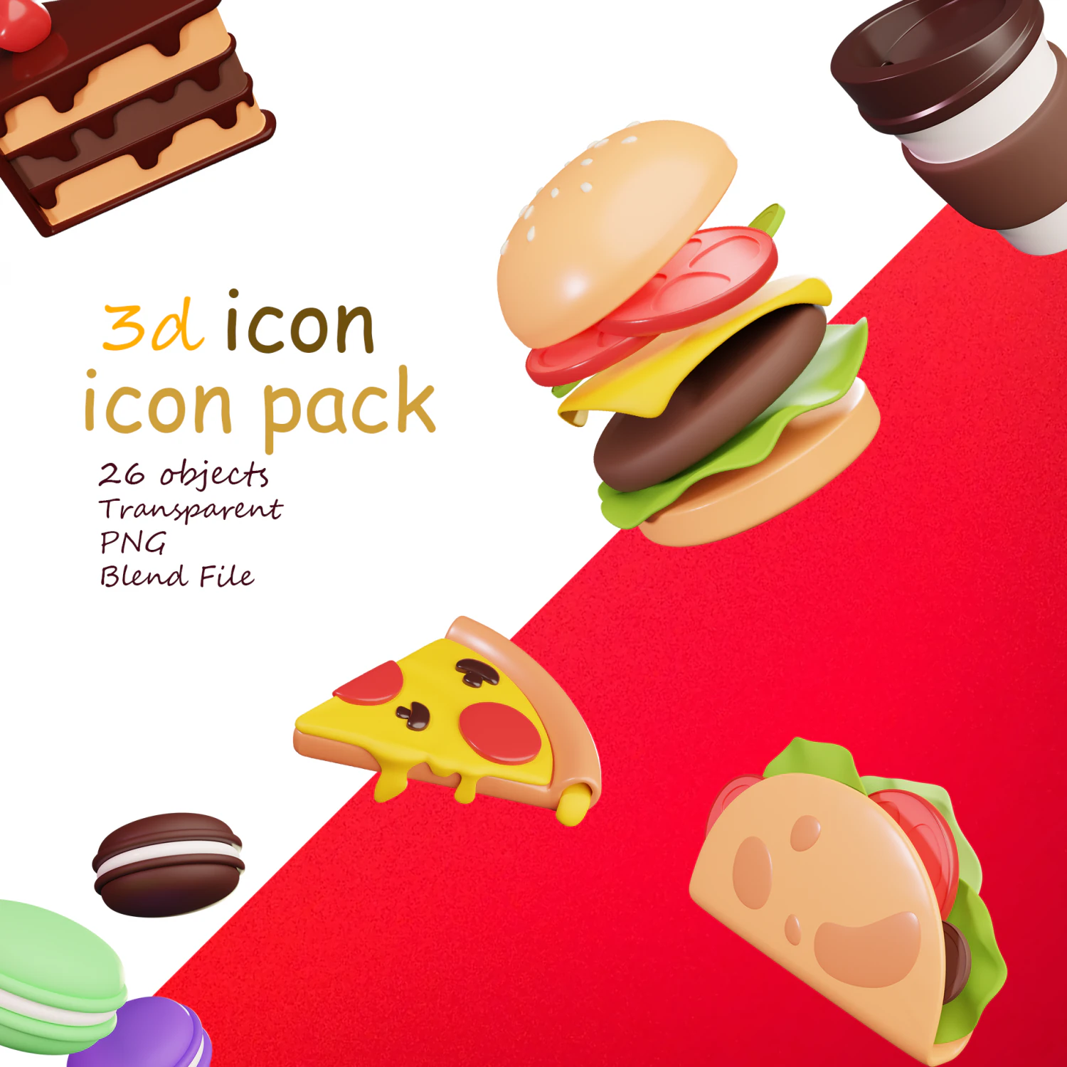 3D icon food 3D Model .c4d .max .obj .3ds .fbx .stl .blend 