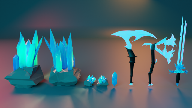 Low polly crystal pack 3D Model .c4d .max .obj .3ds .fbx .stl .blend 