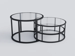 Mesa de centro redonda de vidro Modelo 3D